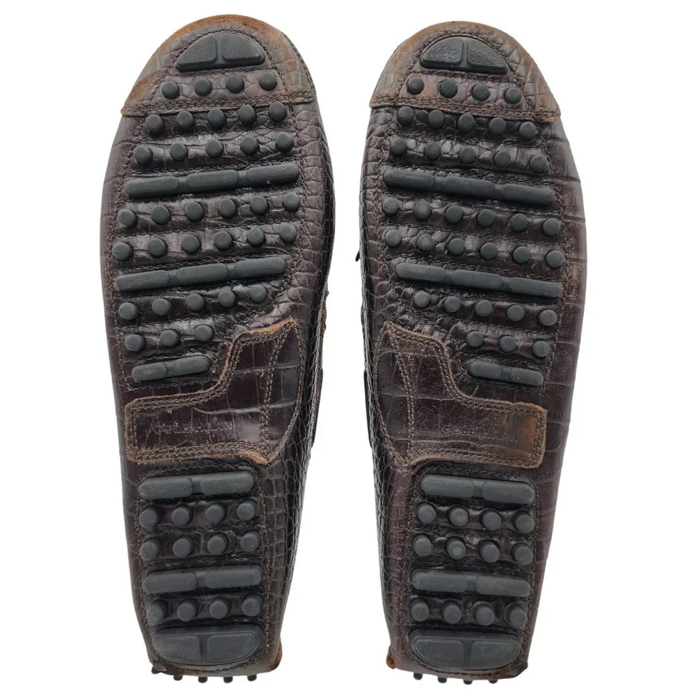 Cole Haan Men's 12D Brown Crocodile Embossed Leather Dress Shoes Driving Loafers - Picture 3 of 10